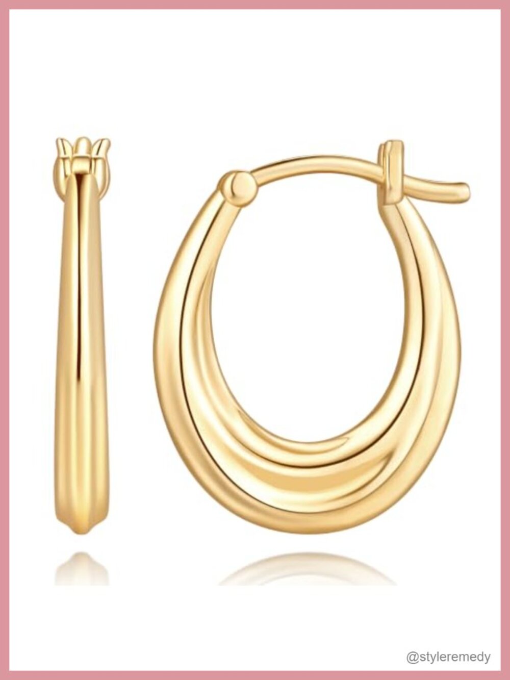 14K Gold Plated Hoop Earrings for Women Latch Back 21mm